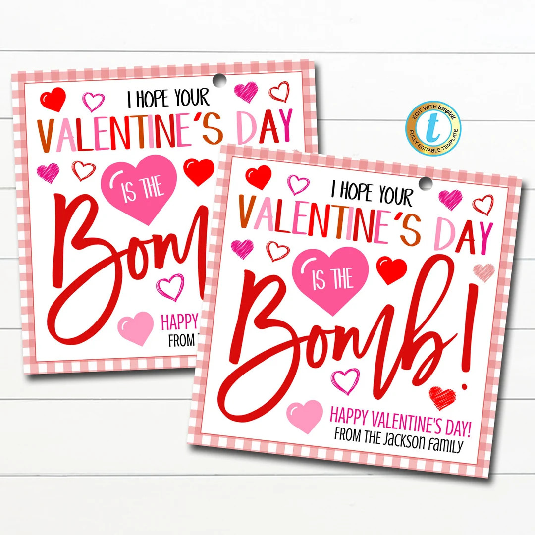 Valentine Gift Tags, Hope Your Valentine's Day is the Bomb Valentine Tag, Bath Bomb Soap Gift, Sc... | Etsy (US)