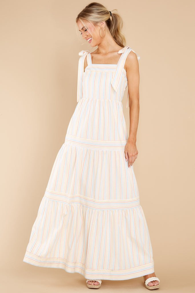 Head In The Clouds White Multi Striped Maxi Dress | Red Dress 