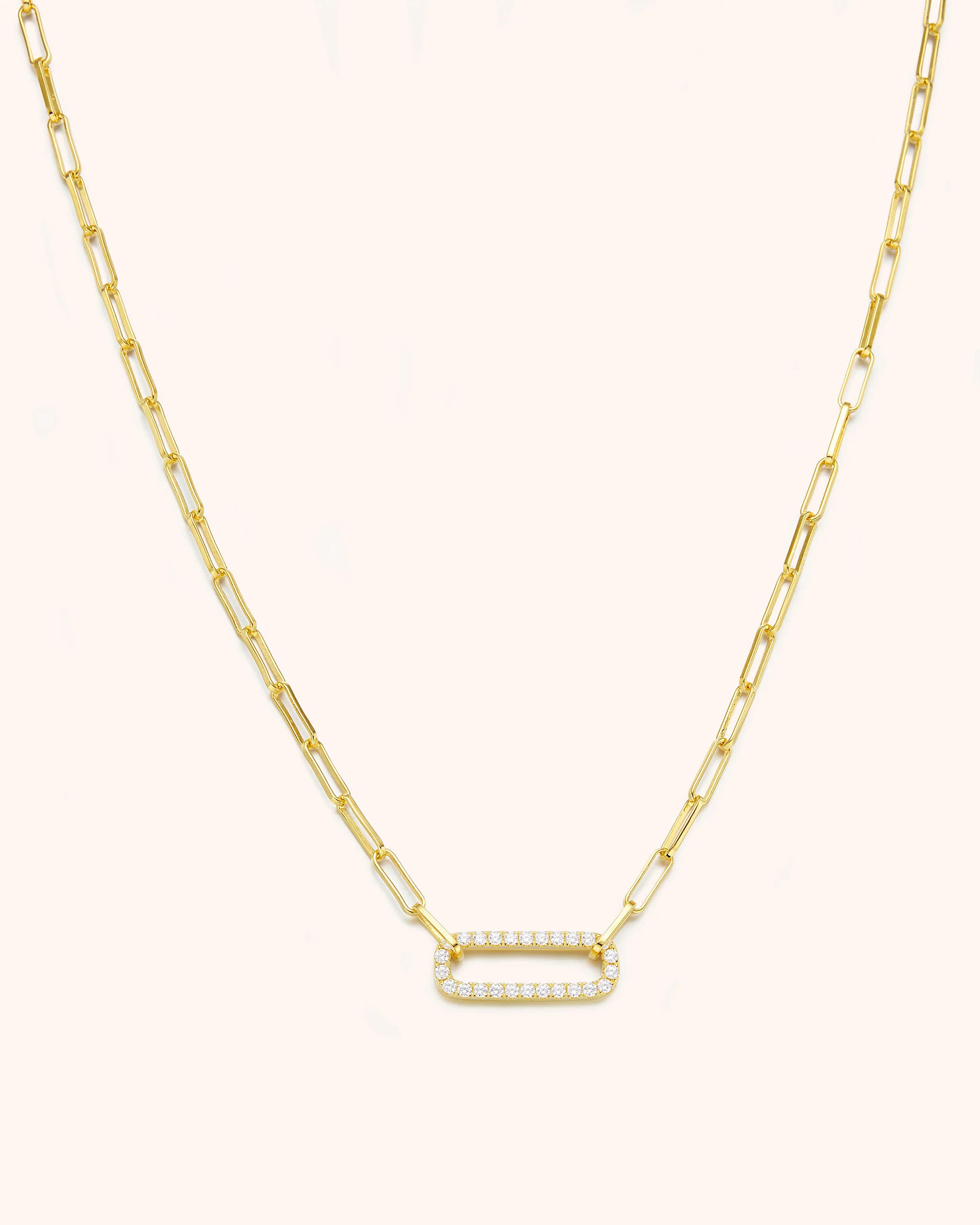Pavé Single Link Necklace | PEACHMIND