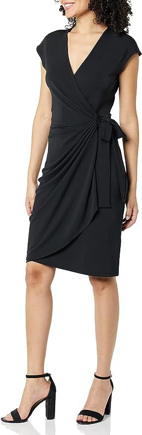 Amazon Essentials Women's Classic Cap Sleeve Wrap Dress (Available in Plus Size) | Amazon (US)