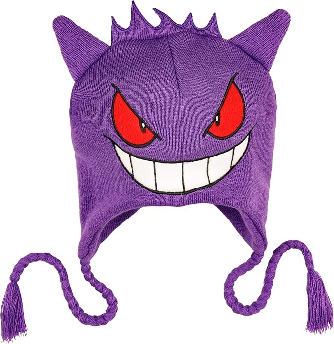Bioworld Pokemon Gengar Face 3D Laplander Beanie Skull Cap Purple | Amazon (US)