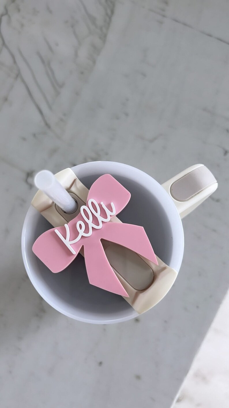 Pearl Bow 20/30 or 40 Oz Stanley Tumbler Lid Topper, Personalized Stanley Tumbler Topper, Name Pl... | Etsy (US)