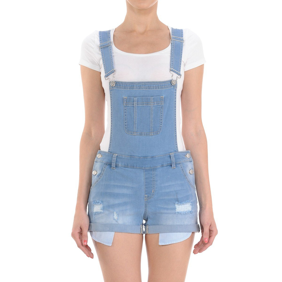 Wax Women's Juniors Cute Denim Overall Shorts | Amazon (US)