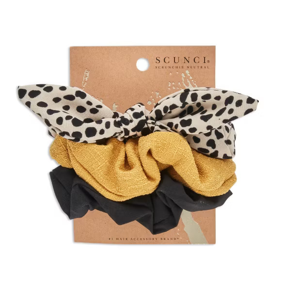 scunci Scrunchies - Dot Print/Black/Yellow - 3pk | Target
