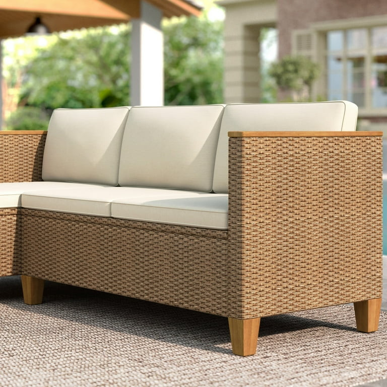 MF Studio 3-Piece Patio Furniture Conversation Set, Weather-Resistant Wicker Outdoor Sectional So... | Walmart (US)