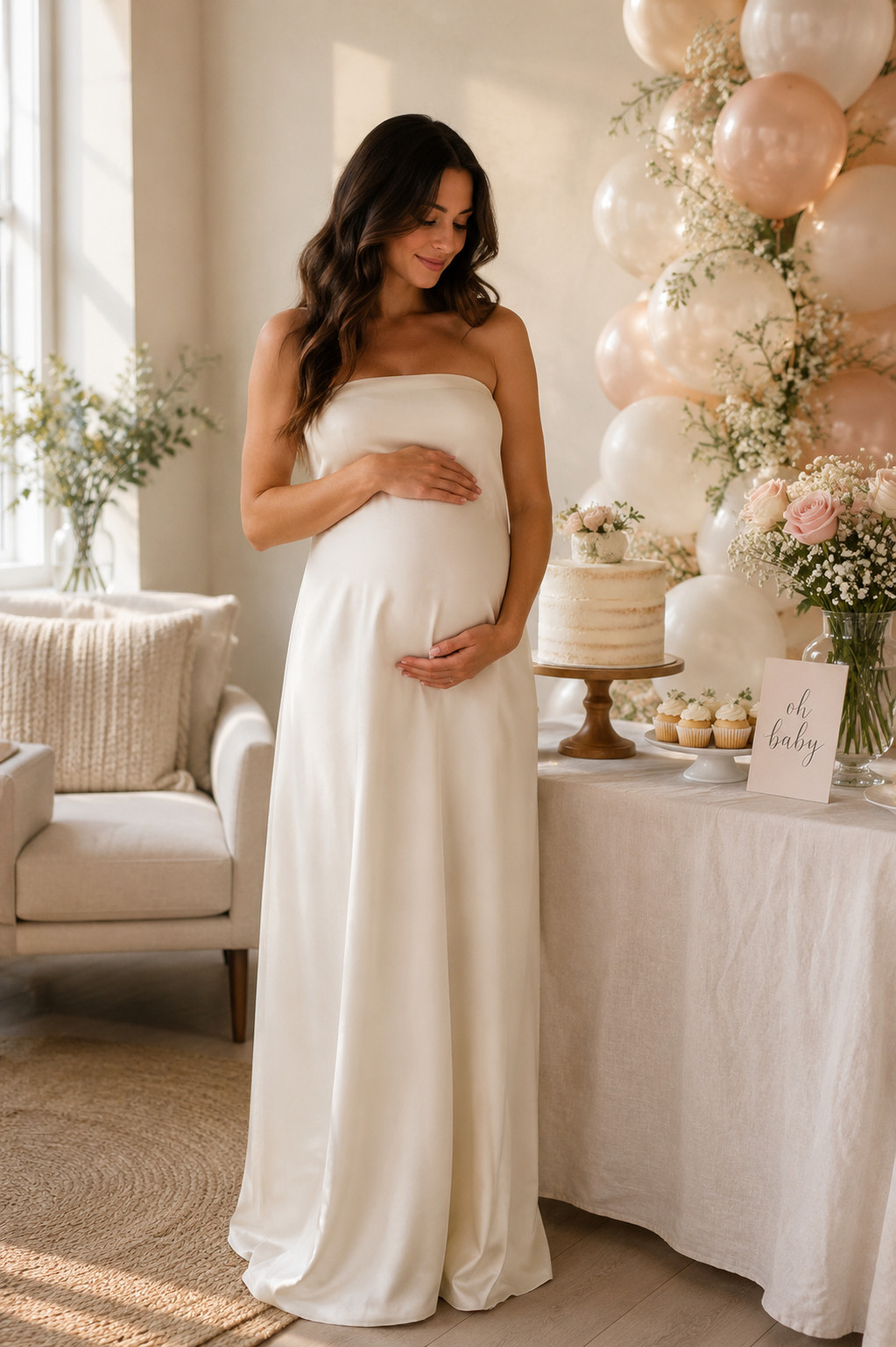 I love how simple and chic this ivory dress is. The strapless neckline and flowy satin look feel super elevated, but still easy and effortless. Perfect if you want a clean, neutral baby shower look that doesn’t feel overly dressed up. 🤍
#IvoryMaternityDress #BabyShowerDress #MaternityDress #NeutralBabyShower #MaternityStyle #BabyShowerOutfit #MomToBe #MinimalStyle #MaternityFashion #PregnancyStyle #MaternityPhotos #ElegantMaternity 

 #LTKSeasonal #LTKU #LTKBump