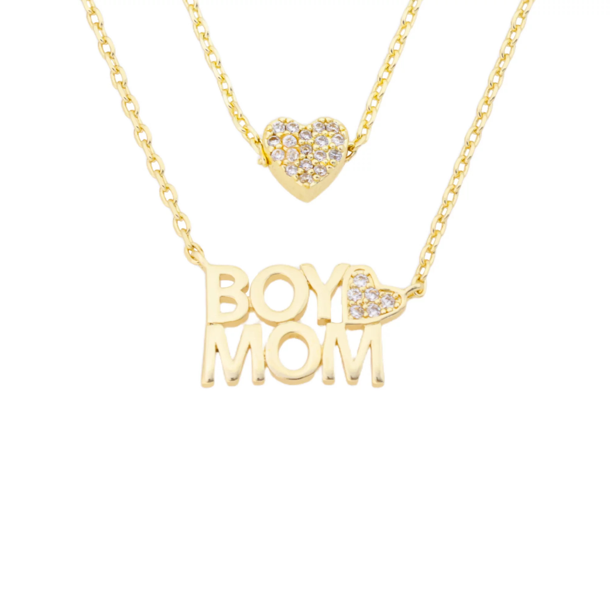 Isla & Alex CZ Heart "Boy Mom" 2-Piece Pendant Set | Kohl's