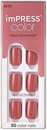 KISS imPRESS Color Press-On Manicure, Gel Nail Kit, PureFit Technology, Short Length, “Platonic... | Amazon (US)