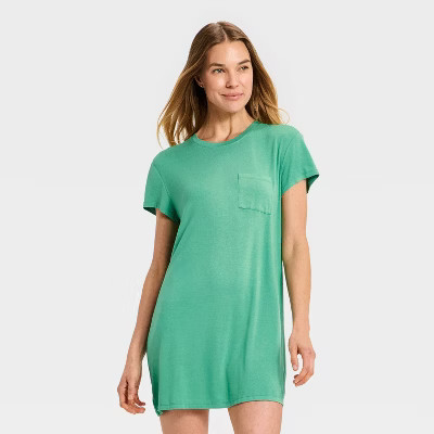 Women's Jersey Pajama T-Shirt Dress - Auden™ Green XL | Target