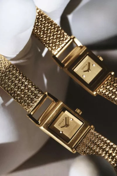 BREDA Revel Tethered Mesh Bracelet Analog Quartz Watch in Gold, Women's at Urban Outfitters | Urban Outfitters (US and RoW)
