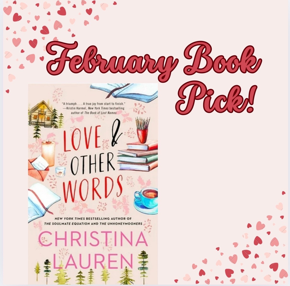 Book Club February Book Pick
Love & Other Words
Christina Lauren
Amazon finds
Gift idea

#LTKSeasonal #LTKHome #LTKOver40