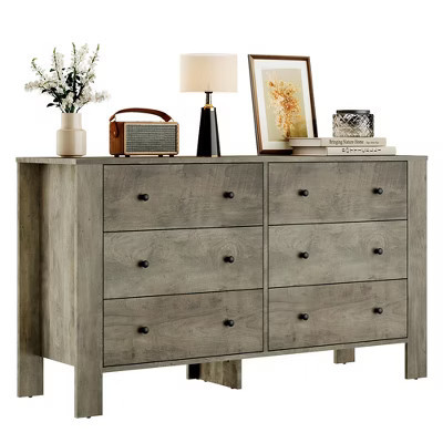 6-Drawer Wooden Dresser with Deep Drawers and Metal Knobs, Modern Double Chest for Bedroom, Entryway & Hallway | Target