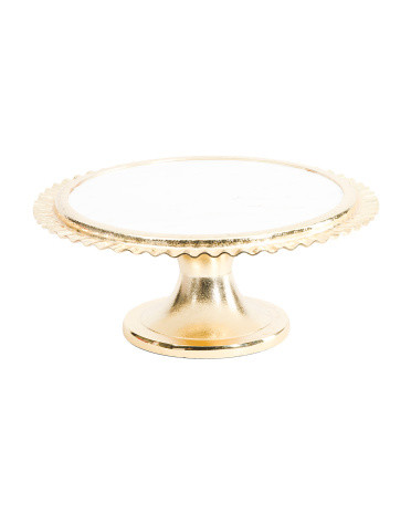 13x5.5 Rippled Gold Tone Footed Cake Plate | TJ Maxx