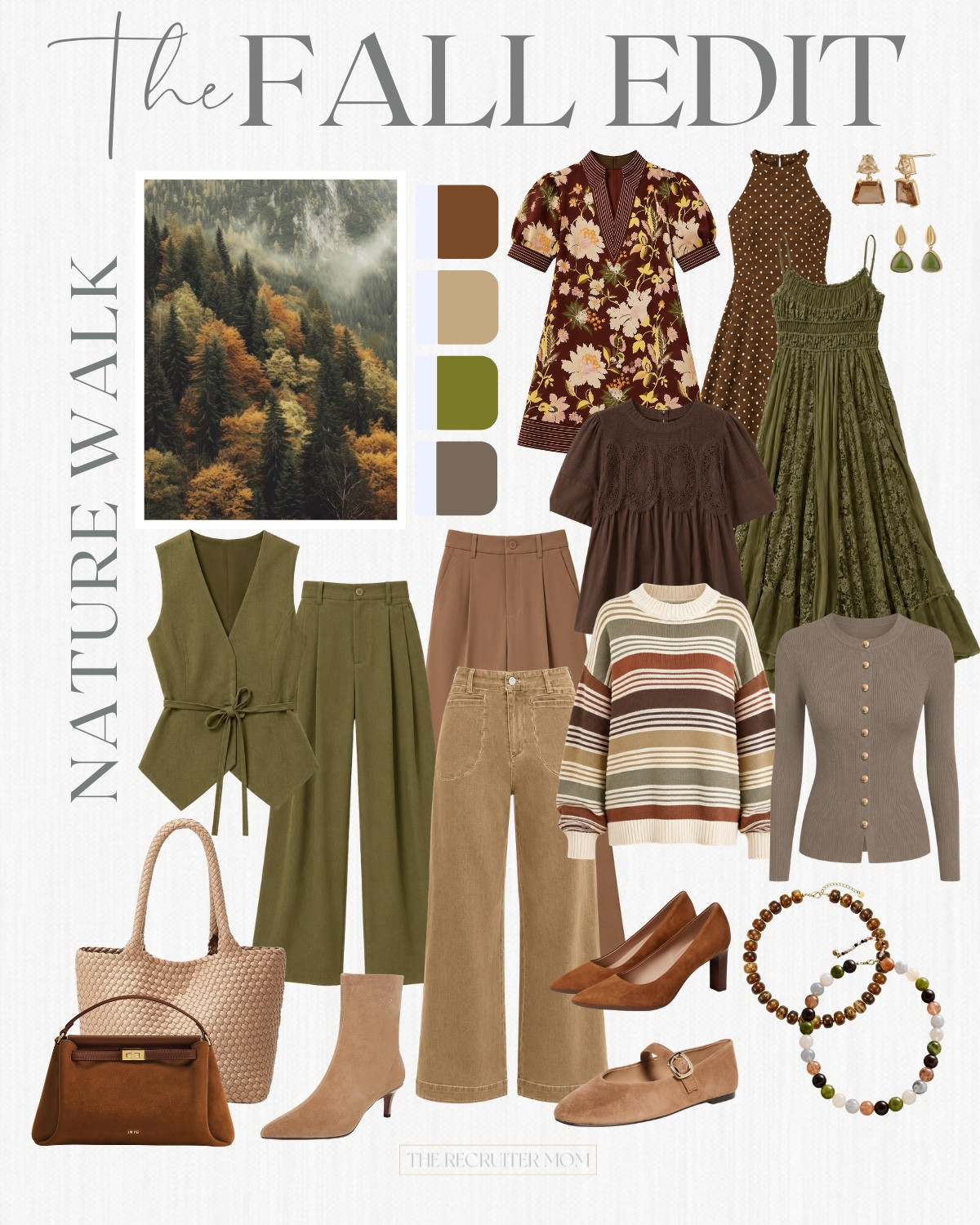 Everything about this color palette speaks to the season of fall.  I love the combos of greens, browns and grays that are easy wardrobe staples elevated for the season.

#LTKootd #LTKSeasonal #LTKMidsize