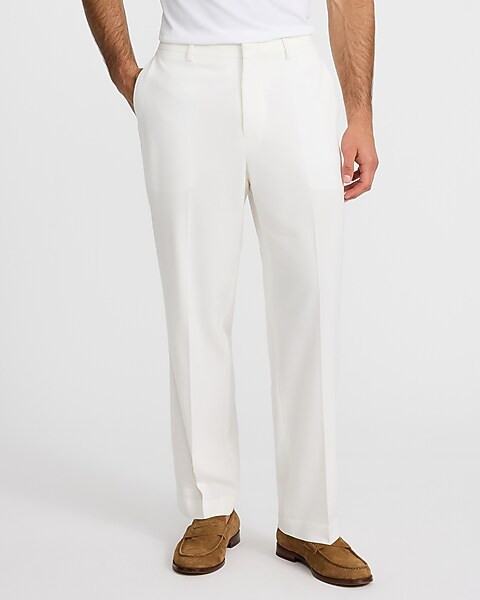 Relaxed White Stretch Suit Pant | Express