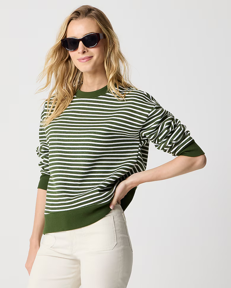 Striped crewneck pullover sweatshirt | J.Crew Factory