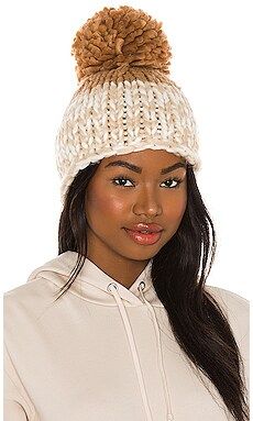 Free People Cozy Up Color Block Pom Beanie in Oat & Camel from Revolve.com | Revolve Clothing (Global)