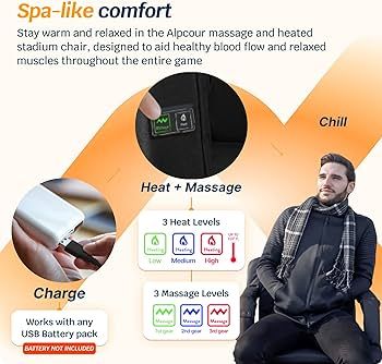 Alpcour Heating Massage Stadium Seat – Deluxe Reclining Bleacher Chair with Back & Arm Support ... | Amazon (US)