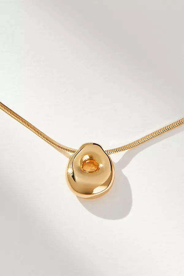 Gold-Plated Mini Bubble Letter Monogram Necklace | Anthropologie (UK)