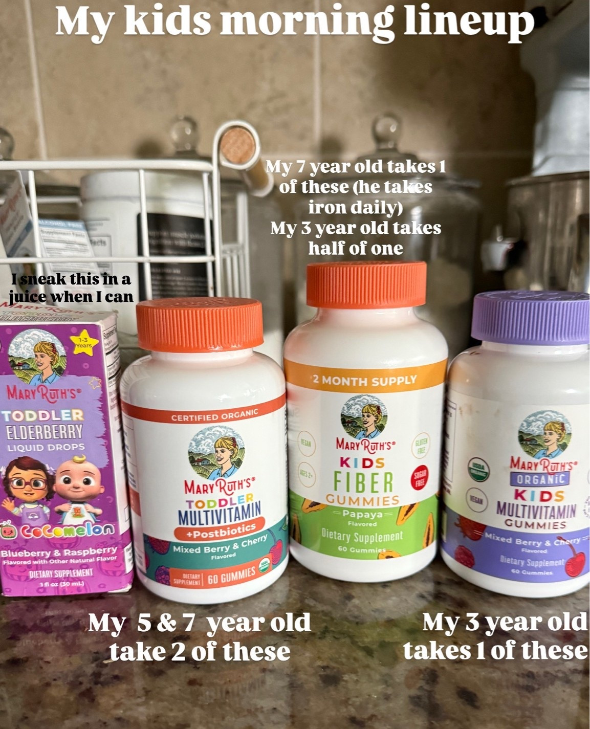 My kids vitamins line up! Can you tell we love mary Ruths?

#LTKmomlife #LTKgrwm #LTKKids