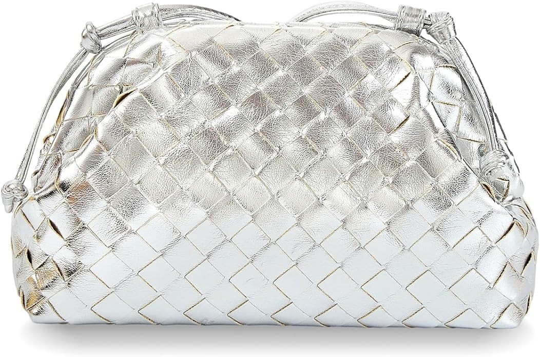 Huralona Dressy Pleated Vegan Leather Clutch Purse Woven Soft Cloud Dumpling Clutch Bag for Women... | Amazon (US)