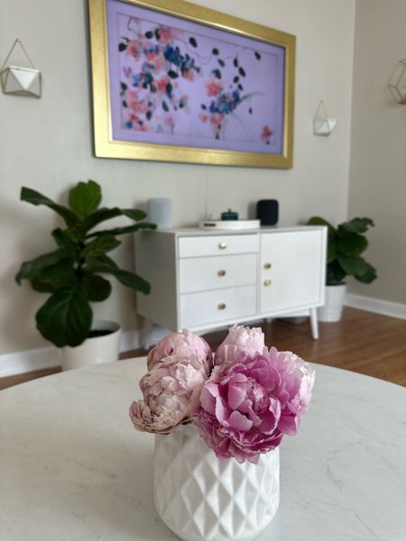 Pink, white, neutral, floral Living room refresh 