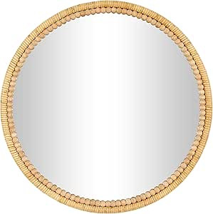 Deco 79 Bamboo Wood Room Wall Mirror Wrapped Entryway Mirror with Beaded Frame, Wall Mounted Mirr... | Amazon (US)