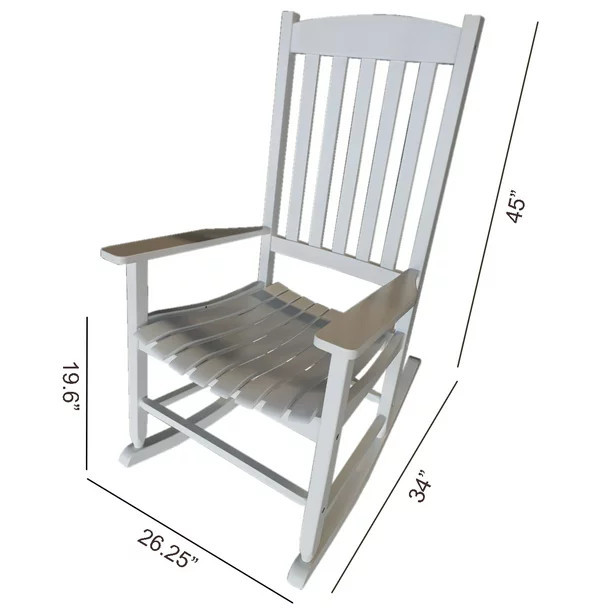 Mainstays Outdoor Wood Porch Rocking Chair, White Color, Weather Resistant Finish | Walmart (US)
