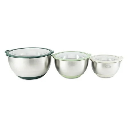 Thyme & Table 6-Piece Nesting Mixing Bowl Set with Easy Grip Transparent Lids - Green | Walmart (US)