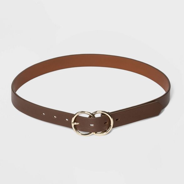Women's Double Buckle Belt - A New Day™ Brown | Target