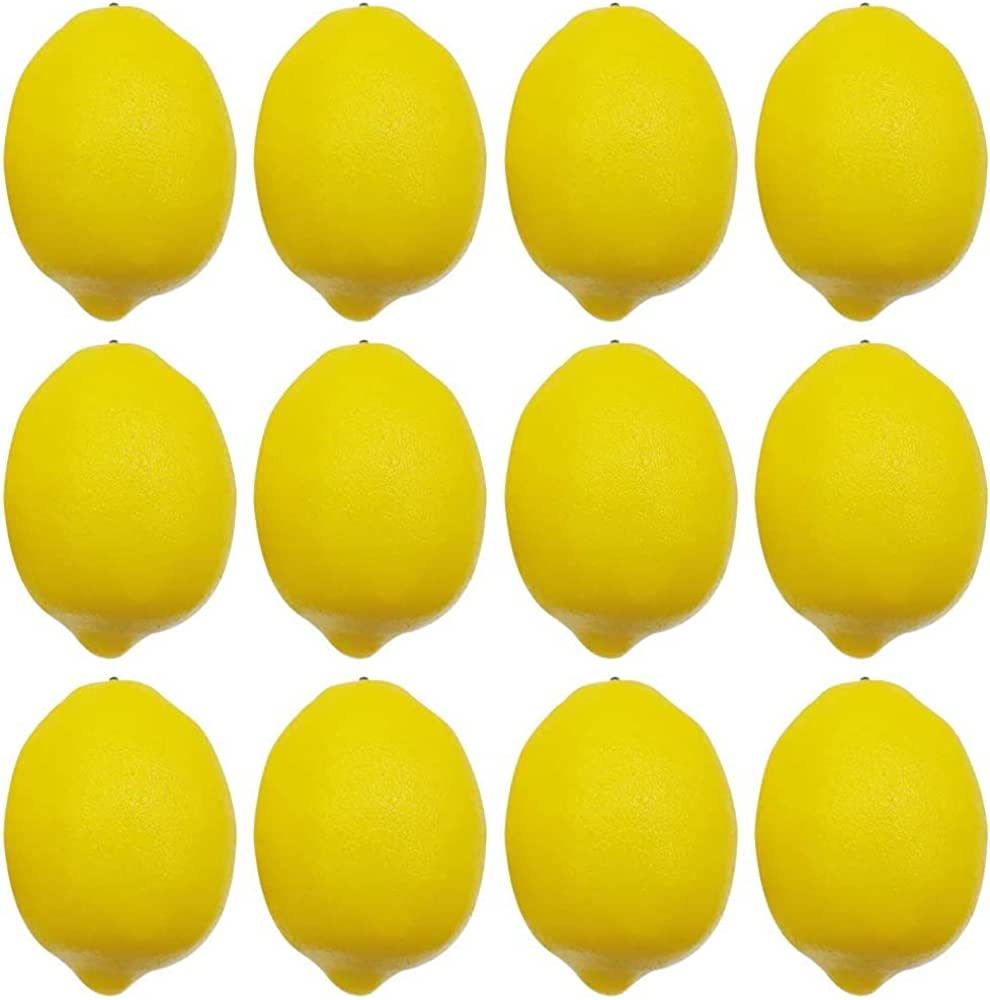 BigOtters Artificial Lemons, 3.7" x 2.5" Big Size Vivid Faux Lemon Plastic Fake Yellow Lemons for... | Amazon (US)