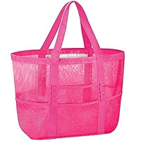 BALEINE Large Beach Bag Pool Bags, Mesh Beach Tote for Toys, Towel, flip flops, Pink | Amazon (US)