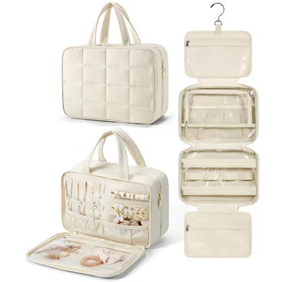 Generic Travel Toiletry Bag Hanging Travel Bag Puffy Makeup Cosmetic Bag Organizer, Carry-on Travel Accessories Essentials, Beige-M | Target