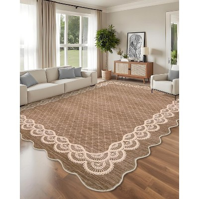 Washable Scalloped Runner Rugs for Hallway 5x7 Non-Slip Modern Area Rugs Non-Shedding Foldable Carpet Indoor Mat for Bedroom Kitchen Laundry Entryway | Target