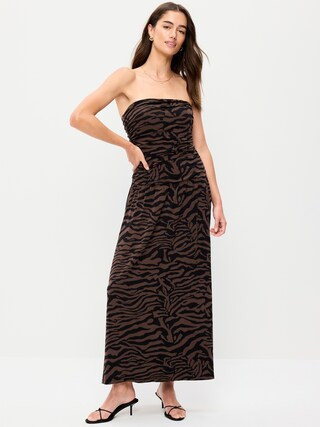 Fit & Flare Drop-Waist Maxi Tube Dress | Old Navy (US)