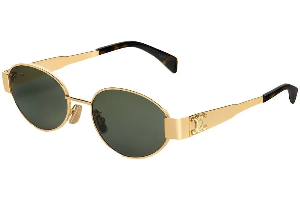 Celine CL40235U 4S235  Triomphe Oval Metal Gold Frame Green Lens Sunglasses | Walmart (US)