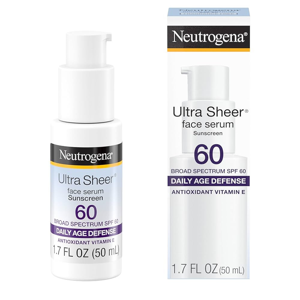 Neutrogena Ultra Sheer Face Sunscreen with Vitamin E & SPF 60, Sunscreen for Face with Broad Spec... | Amazon (US)