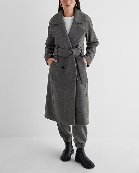 Faux Wool Double Breasted Signature Wrap Coat | Express