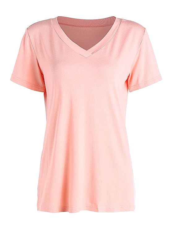 Floerns Women's V Neck Short Sleeve Casual T-Shirt | Amazon (US)