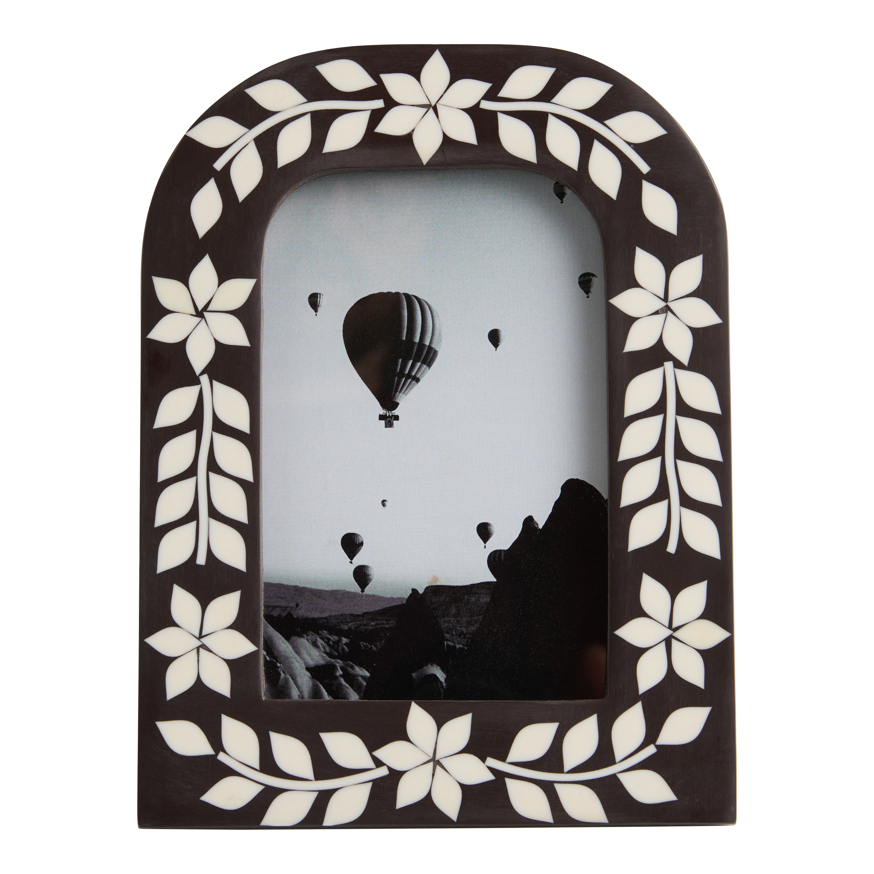Espresso and Ivory Resin Floral Arched Picture Frame | World Market