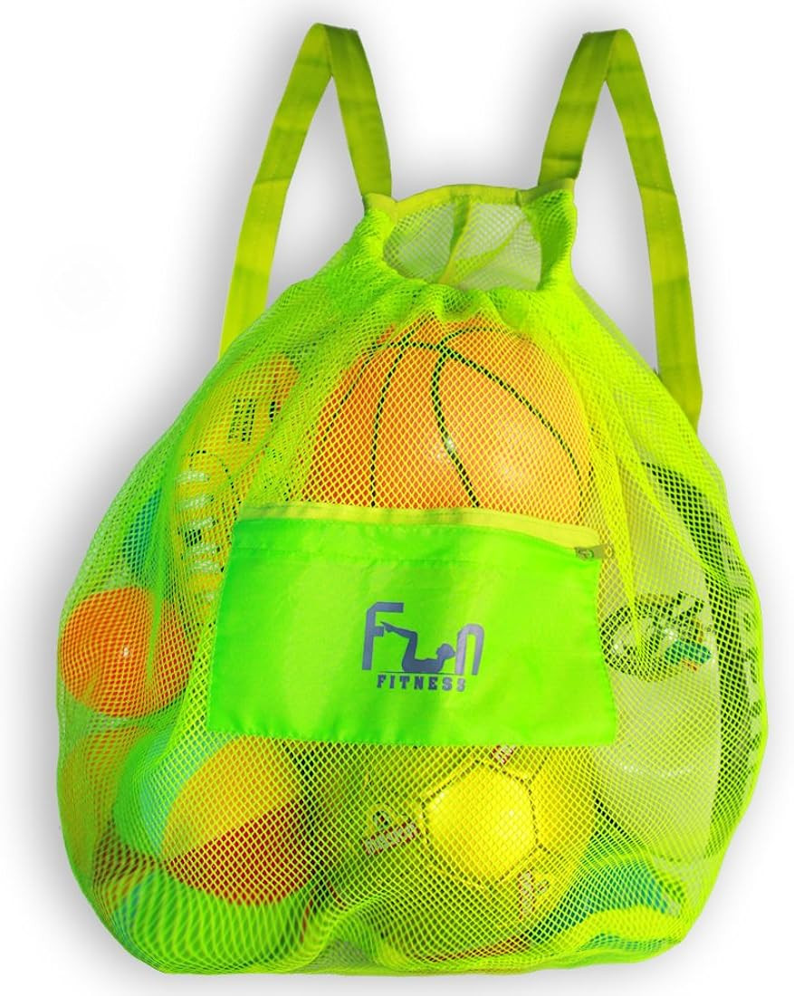 FunFitness Mesh Sports Bag - Large Backpack for Soccer Ball, Basketball, Swim, Pool Toy | Amazon (US)