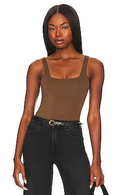 Good American Scuba Modern Tank Bodysuit in Light Mocha004 from Revolve.com | Revolve Clothing (Global)