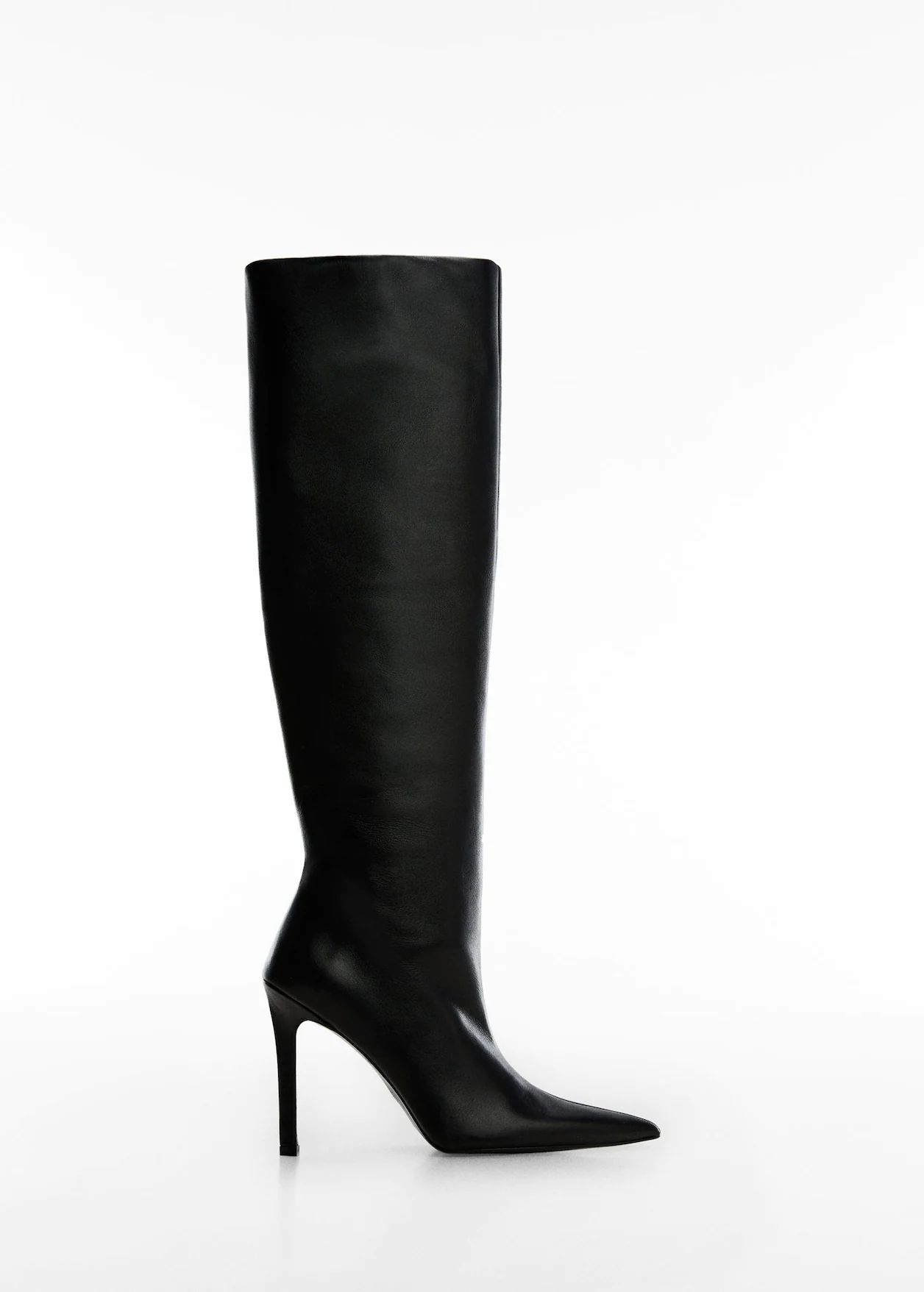 High heel leather boot -  Women | Mango USA | MANGO (US)