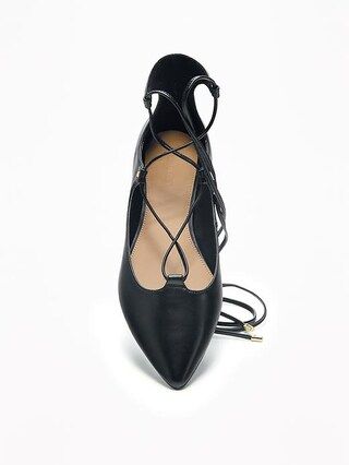 Pointy-Toe Lace-Up Flats for Women | Old Navy US