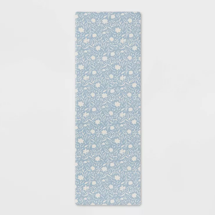 60" x 20" Floral Comfort Runner Mat Blue - Threshold™ | Target