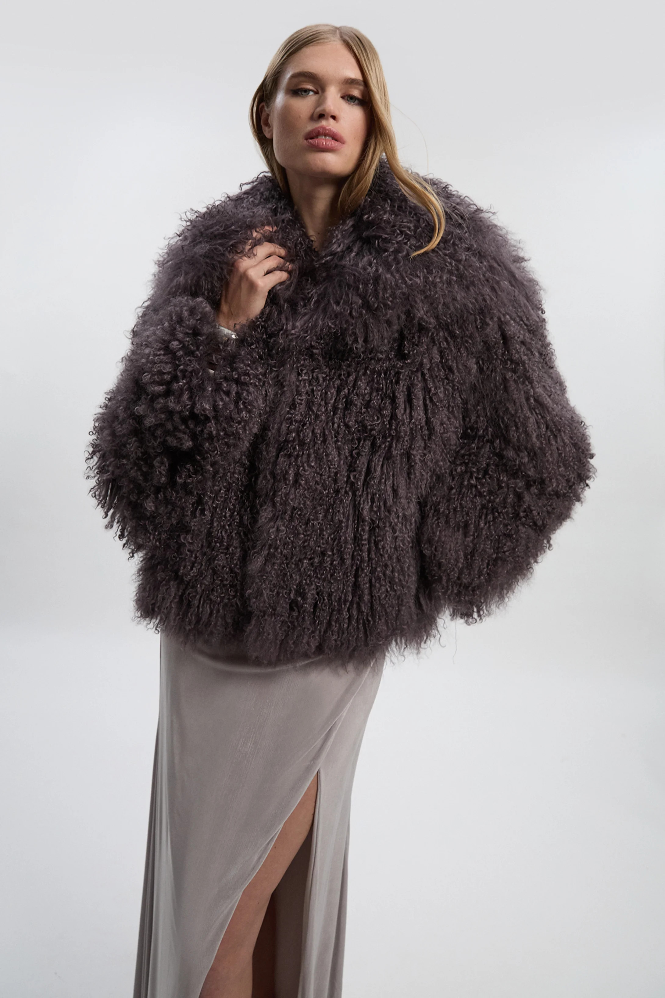 Mongolian Shearling Short Coat | Karen Millen UK + IE + DE + NL