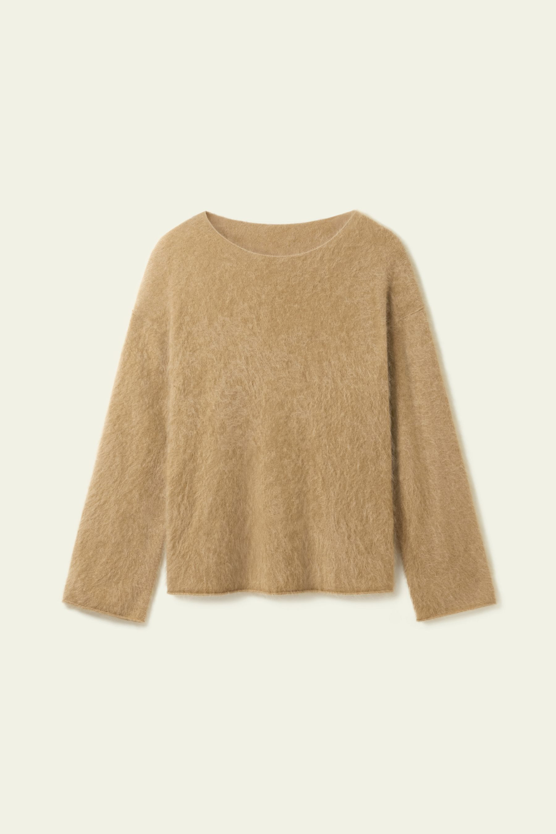 Boat-neck Brushed Cashmere Sweater | LILYSILK