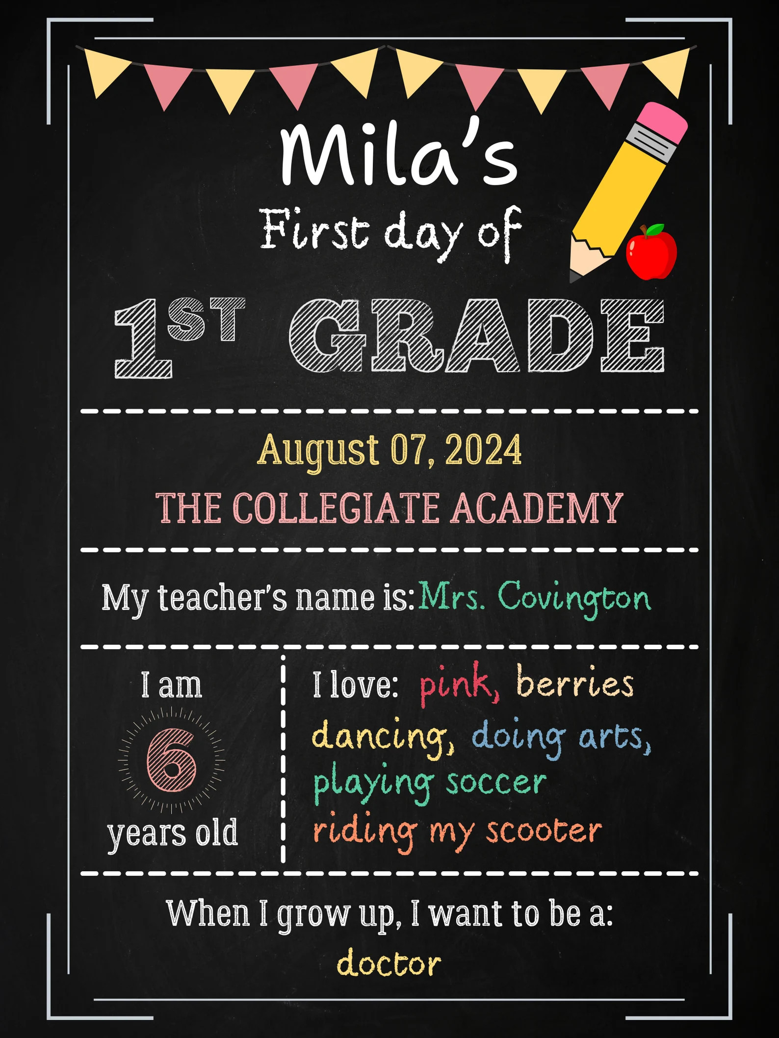 First Day of School Sign Editable Template, Printable, Back to School Photo, first Grade Preschoo... | Etsy (Global)