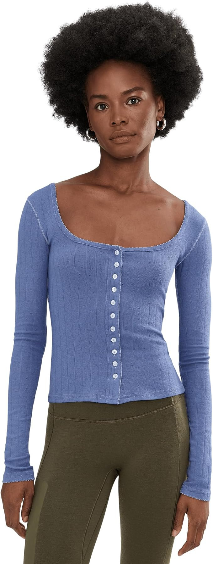 Free People Women's End Game Pointelle Shirt | Amazon (US)