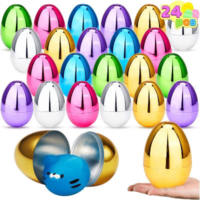Joyfy 24Pcs 3.15" Metallic Easter Eggs, Shinny Eggs Colorful Bulks for Easter Hunt, Filling Treats, Easter Basket Stuffers, Classroom Prize Supplies | Target